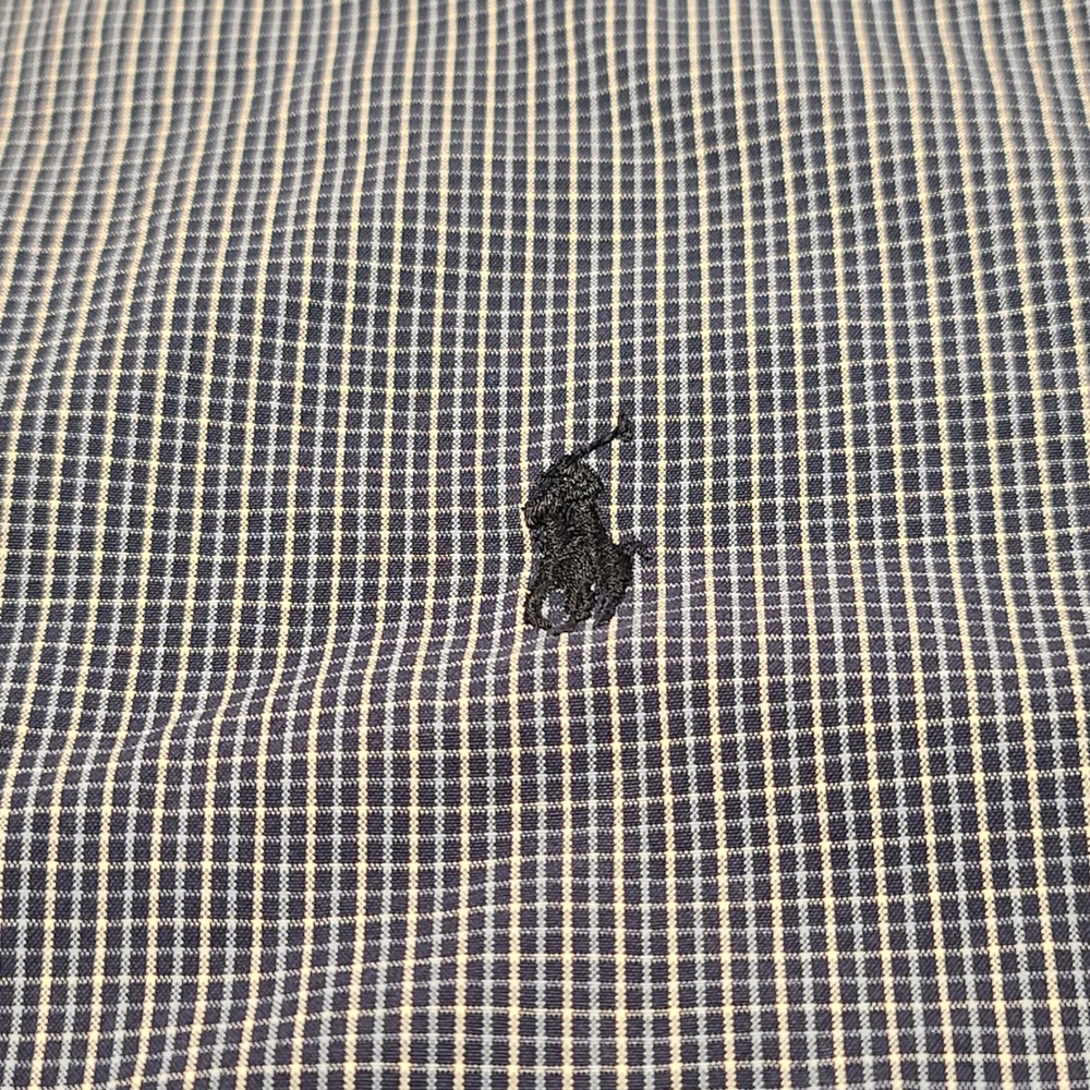 VTG Ralph Lauren Blake Shirt Mens Medium Blue Micro Check Old Money Cotton Pony - Picture 2 of 7